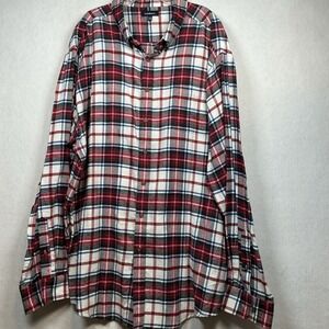 Croft & Barrow Mens XXL Long Sleeve Plaid Flannel ButtonUp Shirt Red White Green